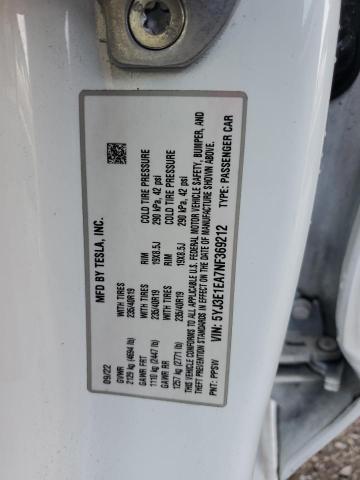 2022 TESLA MODEL 3 5YJ3E1EA7NF369212