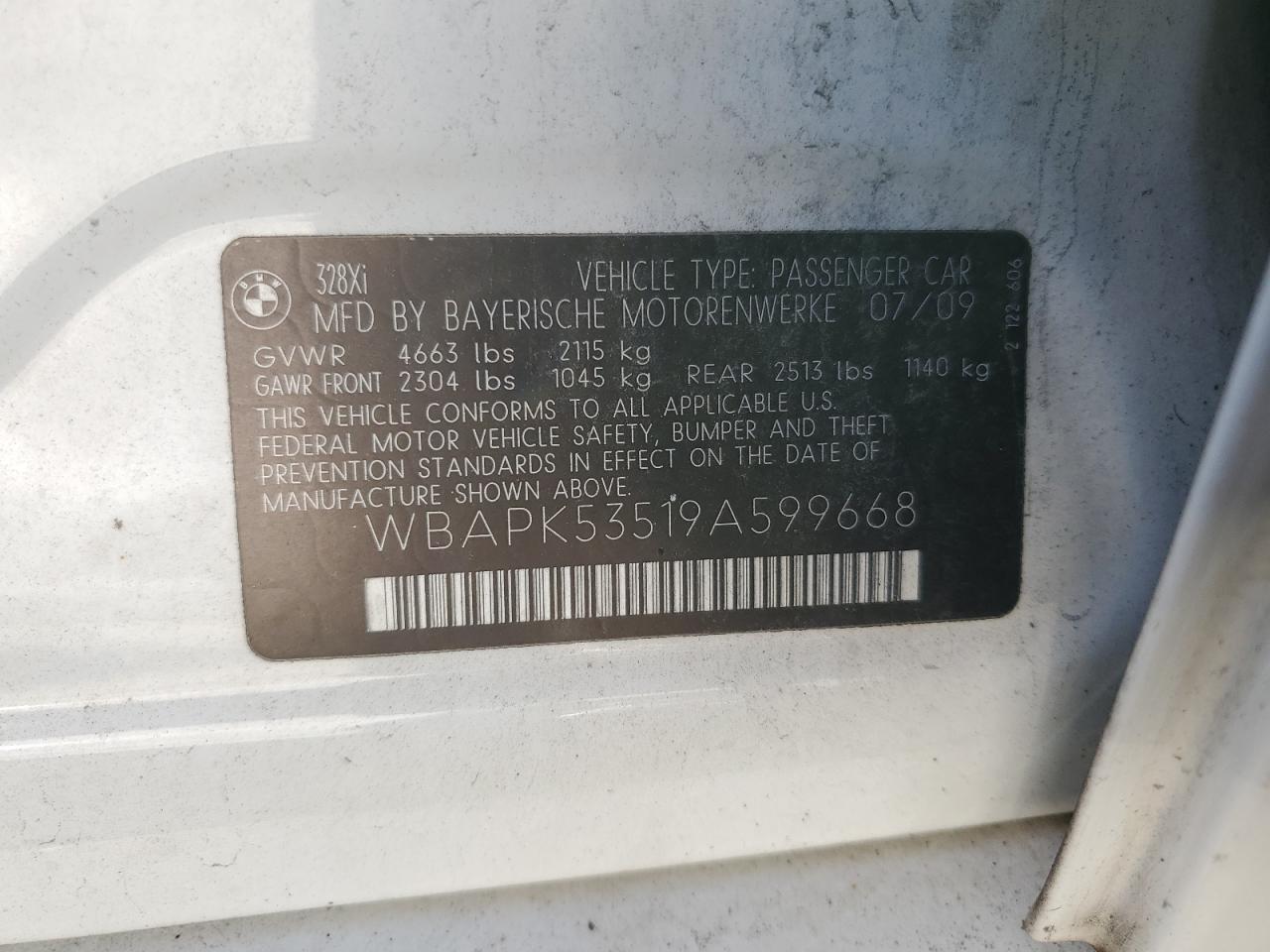 Lot #3255489411 2009 BMW 328 XI SUL