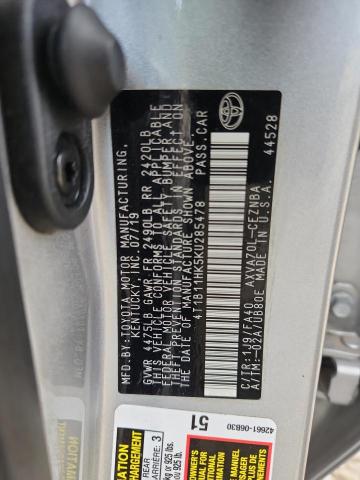 2019 TOYOTA CAMRY L #3304553438