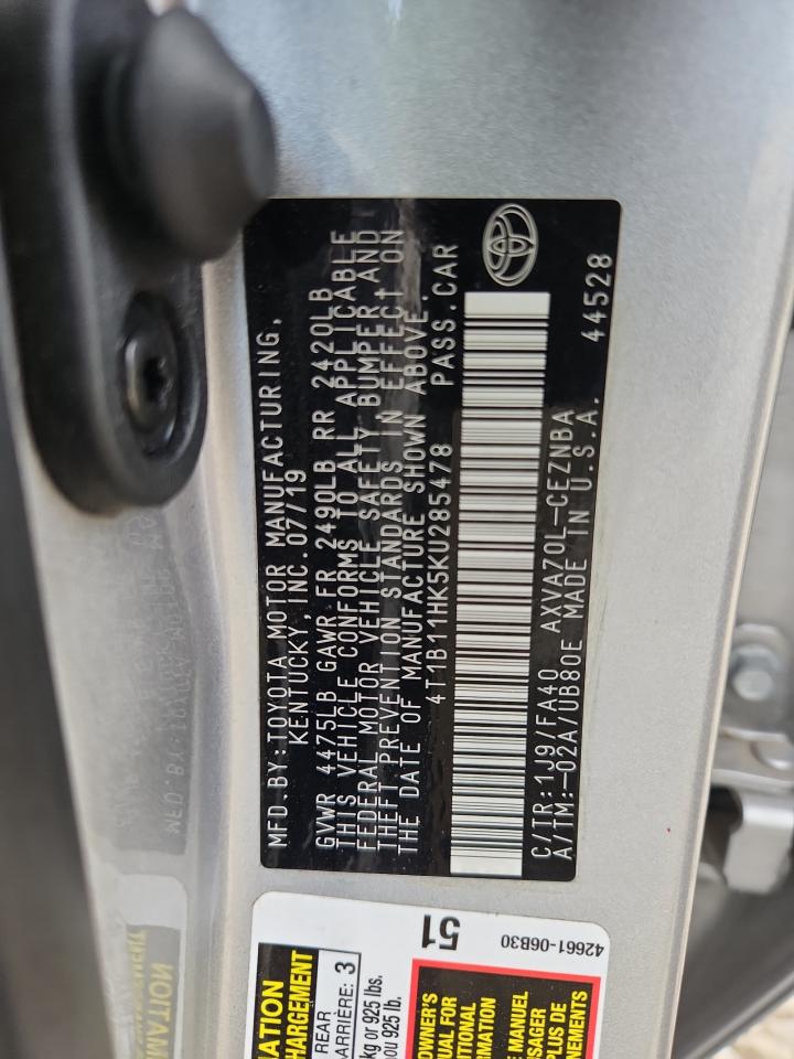 Lot #3304553438 2019 TOYOTA CAMRY L