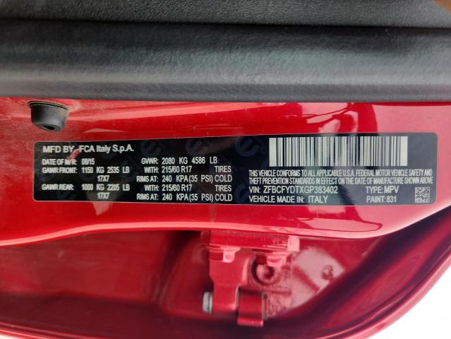 2016 FIAT 500X LOUNG ZFBCFYDTXGP383402