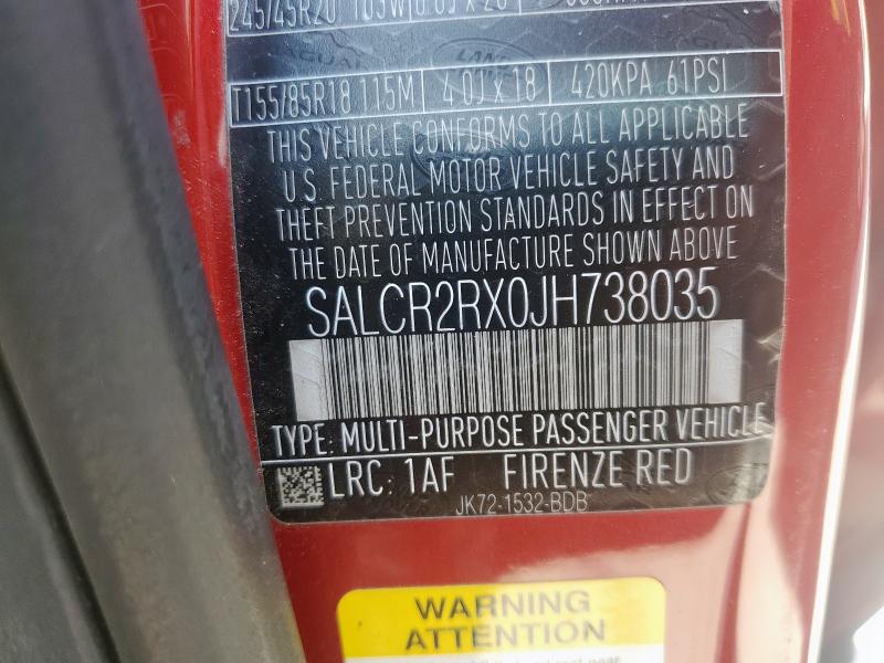2018 LAND ROVER DISCOVERY SALCR2RX0JH738035