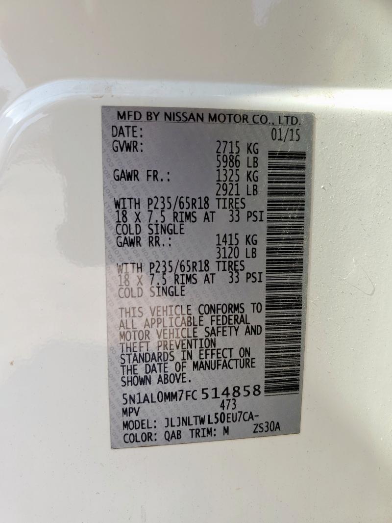 2015 INFINITI QX60 5N1AL0MM7FC514858