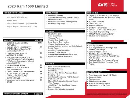 2023 RAM 1500 LIMITED 1C6SRFHT5PN541324