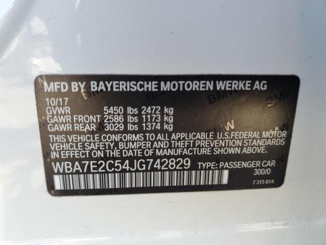 2018 BMW 740 I WBA7E2C54JG742829