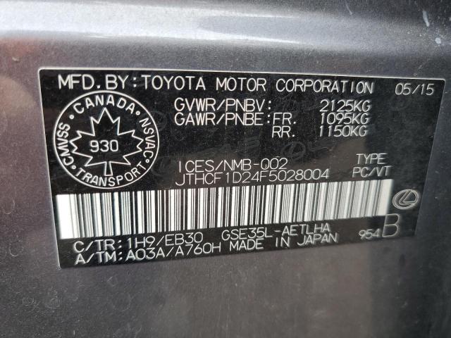 2015 LEXUS IS 250 - JTHCF1D24F5028004