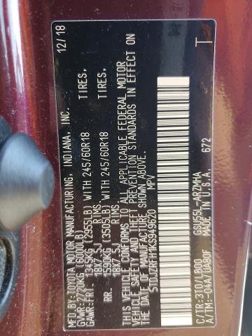 2019 TOYOTA HIGHLANDER SE 5TDJZRFH1KS949620