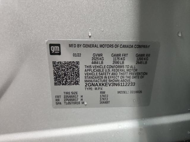 2022 CHEVROLET EQUINOX LT - 2GNAXKEV3N6112233