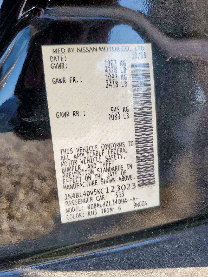 2019 NISSAN ALTIMA SV 1N4BL4DV5KC123023