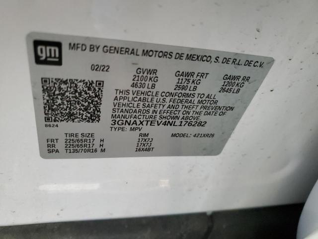 2022 CHEVROLET EQUINOX LT 3GNAXTEV4NL176282