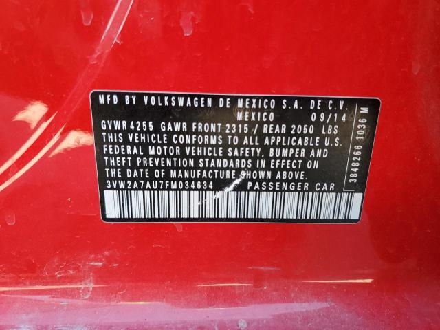 2015 VOLKSWAGEN GOLF TDI 3VW2A7AU7FM034634