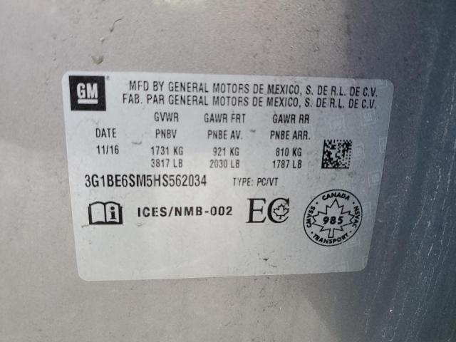 2017 CHEVROLET CRUZE LT 3G1BE6SM5HS562034