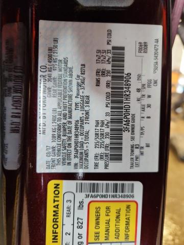 2017 FORD FUSION SE - 3FA6P0HD1HR348906