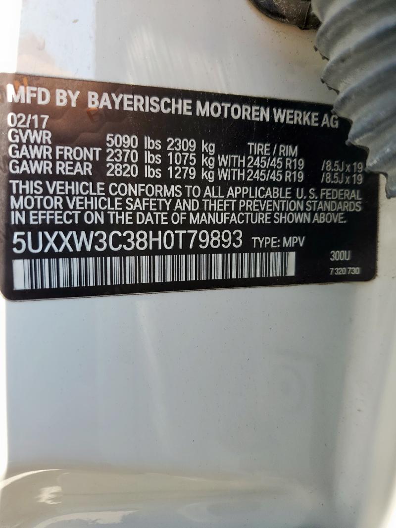 2017 BMW X4 XDRIVE2 5UXXW3C38H0T79893