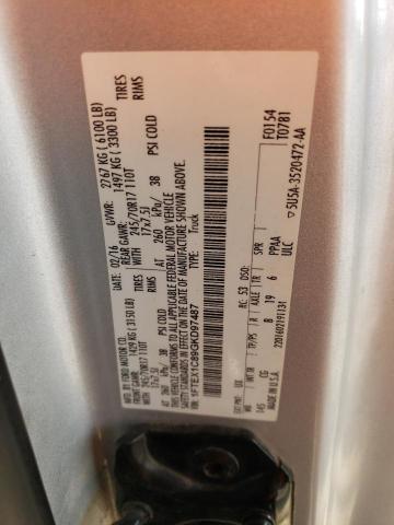 2016 FORD F150 SUPER CAB 1FTEX1C89GKD97487