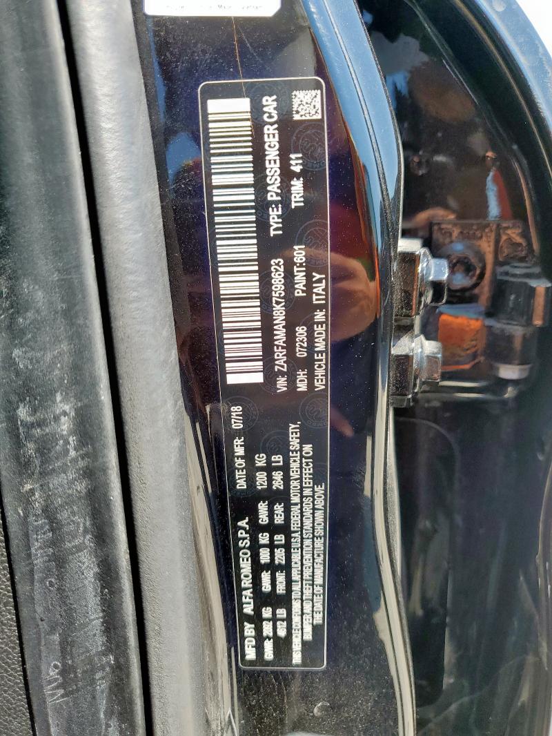 2019 ALFA ROMEO GIULIA ZARFAMAN8K7598623