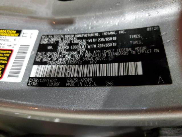 2020 TOYOTA HIGHLANDER 5TDHZRBH8LS506743