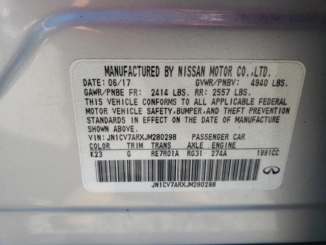 2018 INFINITI Q50 PURE JN1CV7ARXJM280298