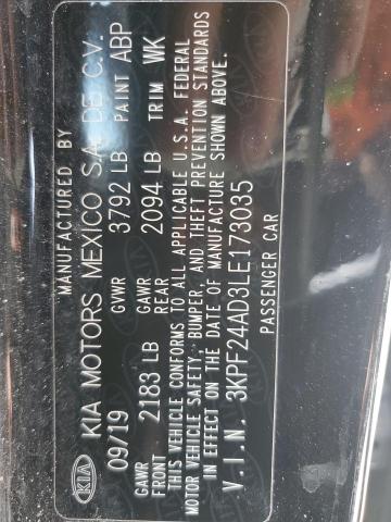 2020 KIA FORTE FE 3KPF24AD3LE173035