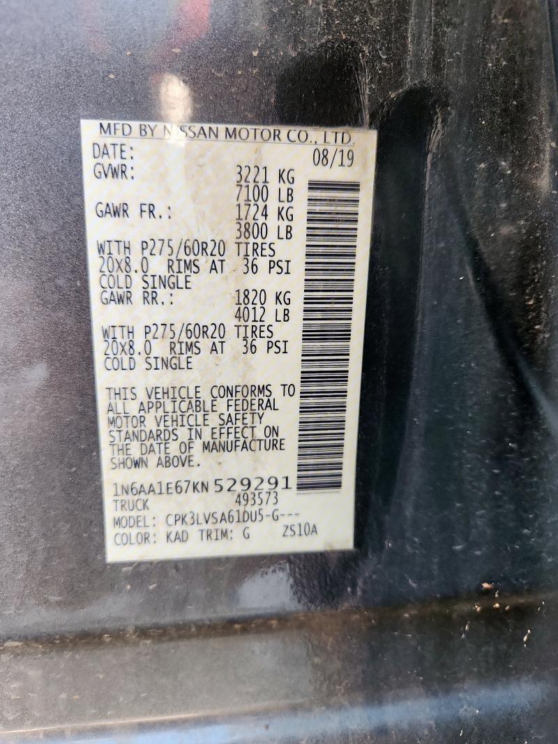 2019 NISSAN TITAN PLAT - 1N6AA1E67KN529291