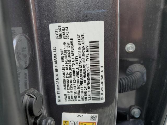 2021 HONDA PILOT SE 5FNYF5H25MB027979