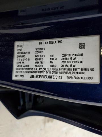 2022 TESLA MODEL 3 - 5YJ3E1EAXNF370113