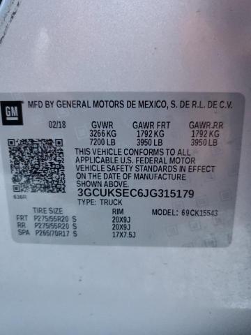 2018 CHEVROLET SILVERADO 3GCUKSEC6JG315179