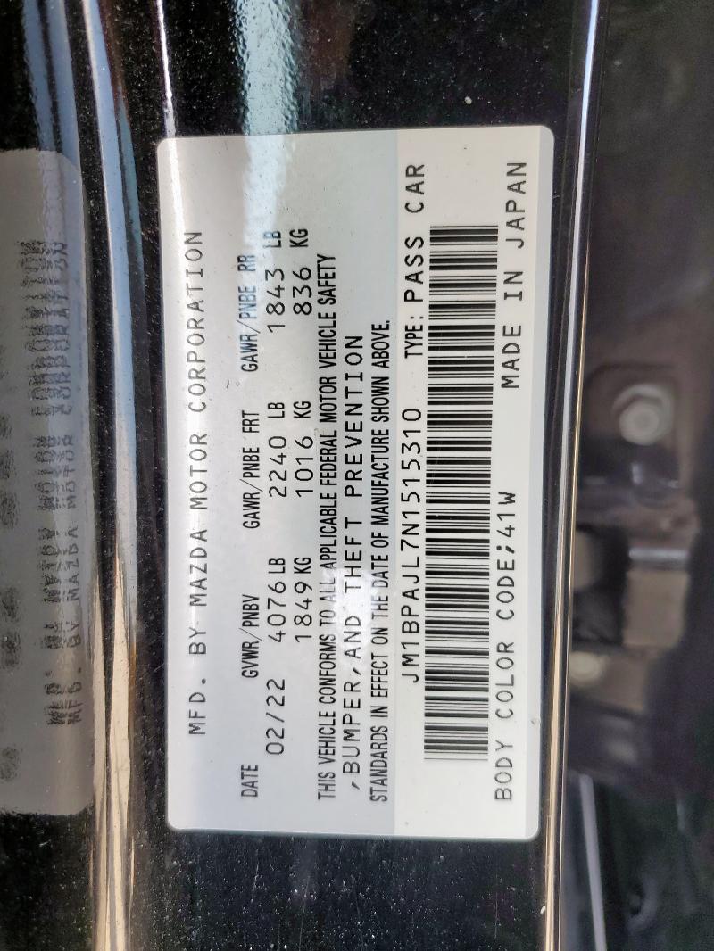 2022 MAZDA 3 - JM1BPAJL7N1515310