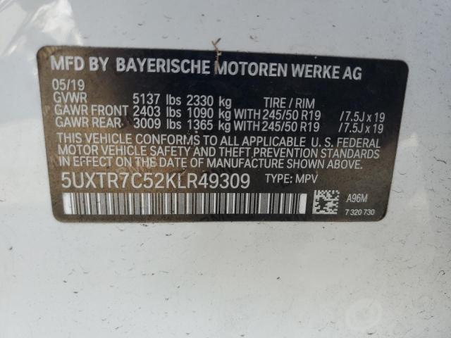2019 BMW X3 SDRIVE3 5UXTR7C52KLR49309