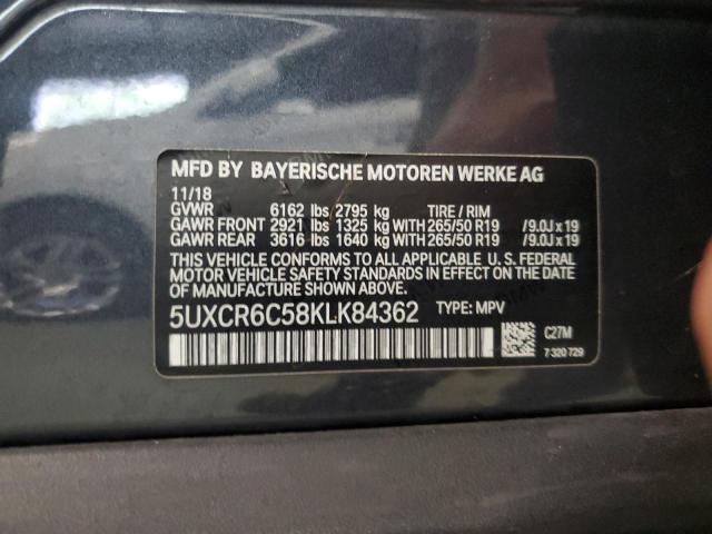2019 BMW X5 XDRIVE4 5UXCR6C58KLK84362