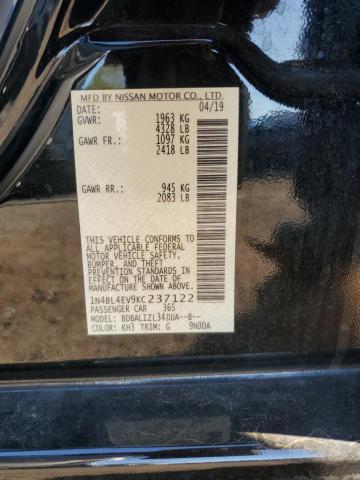 2019 NISSAN ALTIMA SL 1N4BL4EV9KC237122