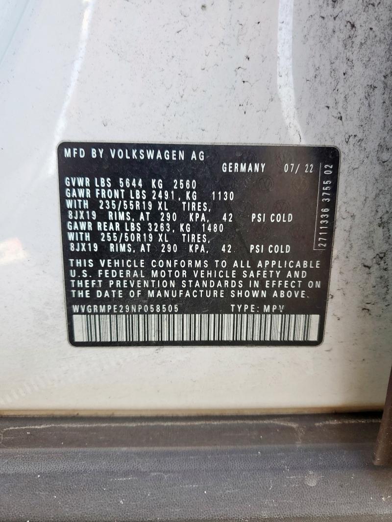 2022 VOLKSWAGEN ID.4 PRO WVGRMPE29NP058505