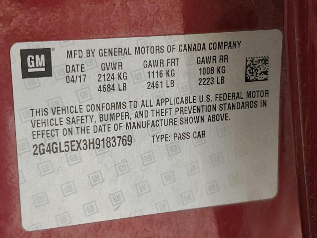 2017 BUICK REGAL SPOR 2G4GL5EX3H9183769