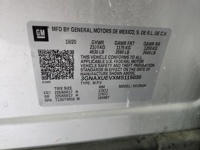 2021 CHEVROLET EQUINOX LT 3GNAXUEVXMS115030