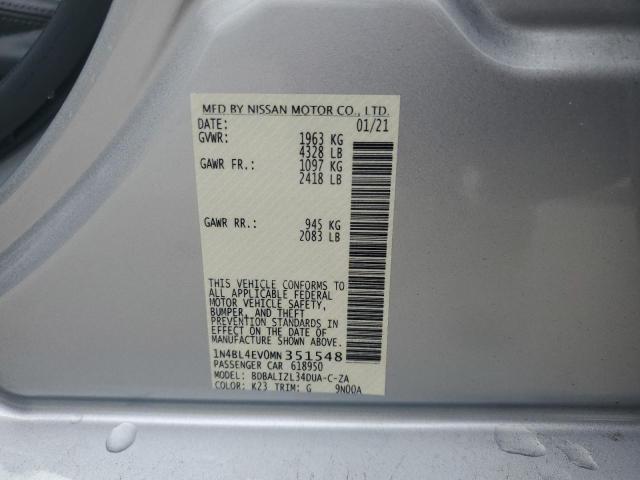 2021 NISSAN ALTIMA SL 1N4BL4EV0MN351548