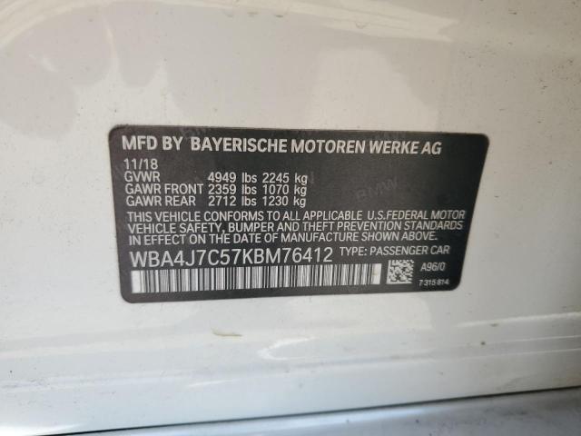 2019 BMW 440XI GRAN WBA4J7C57KBM76412
