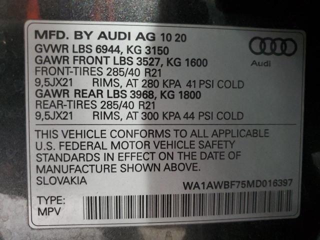 2021 AUDI SQ7 PREMIU WA1AWBF75MD016397