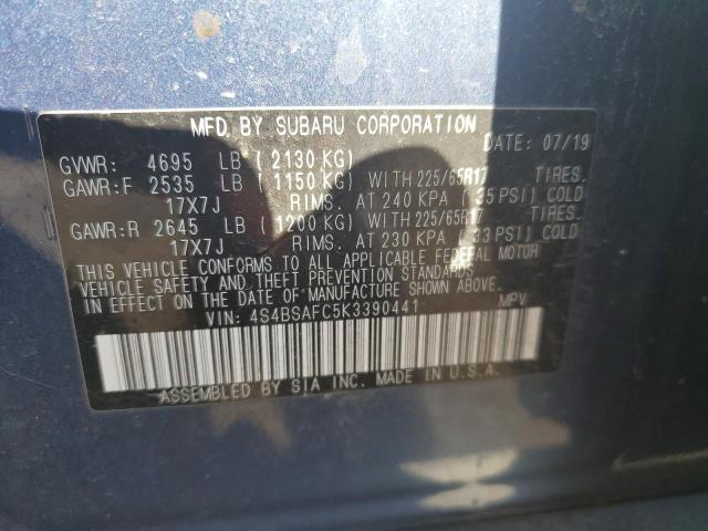 2019 SUBARU OUTBACK 2. 4S4BSAFC5K3390441