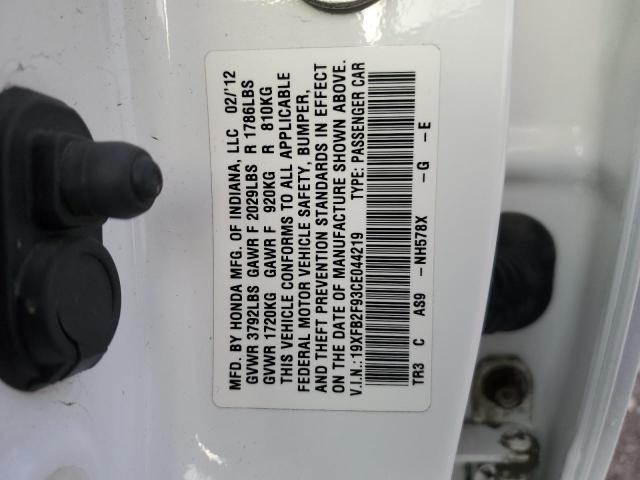 2012 HONDA CIVIC EXL - 19XFB2F93CE044219