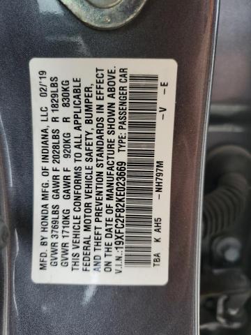 2019 HONDA CIVIC SPORT 19XFC2F82KE023669