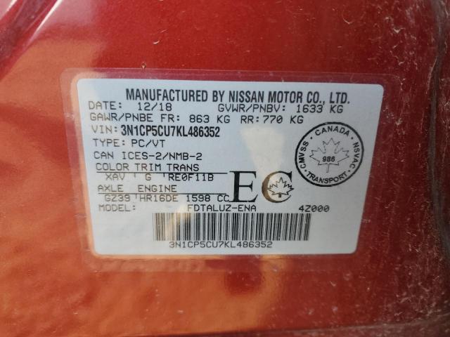 2019 NISSAN KICKS S 3N1CP5CU7KL486352