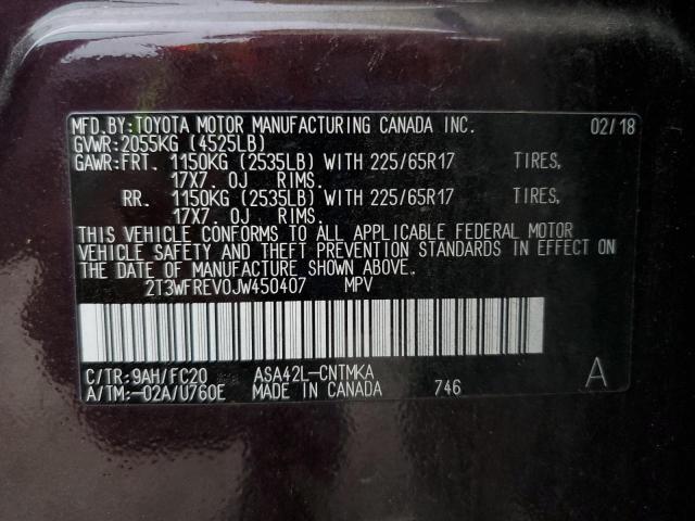 2018 TOYOTA RAV4 ADVEN 2T3WFREV0JW450407