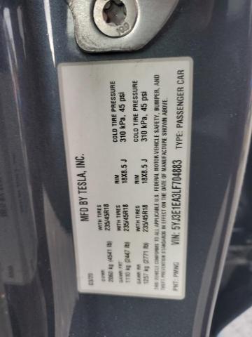 2020 TESLA MODEL 3 5YJ3E1EA3LF704883