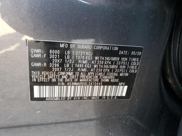 2020 SUBARU ASCENT TOURING 4S4WMARD6L3470445