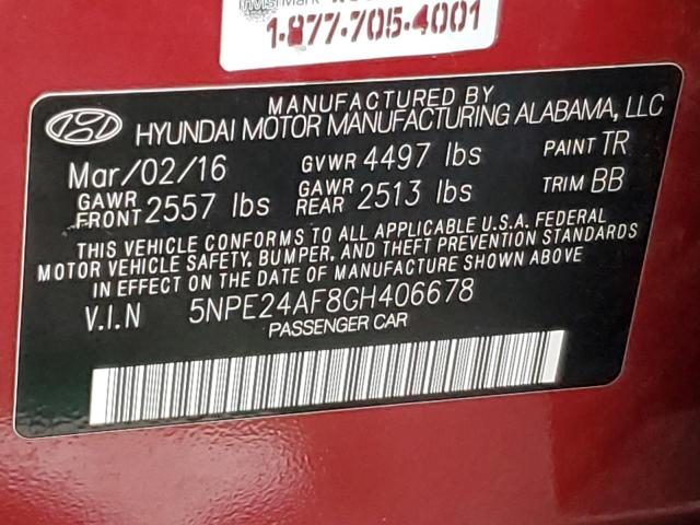 2016 HYUNDAI SONATA SE - 5NPE24AF8GH406678