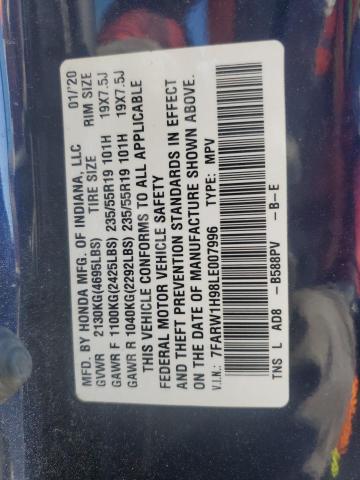2020 HONDA CR-V TOURI 7FARW1H98LE007996