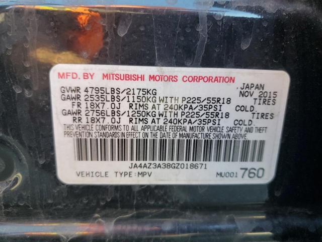 2016 MITSUBISHI OUTLANDER JA4AZ3A38GZ018671