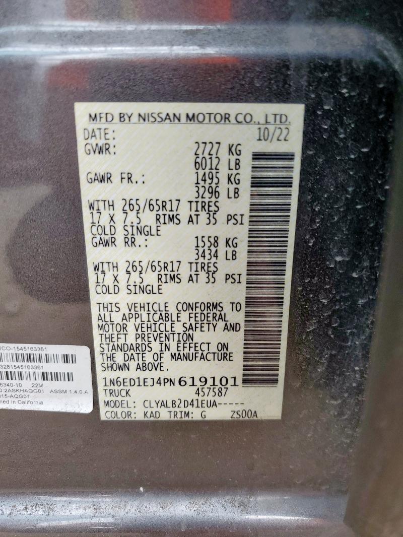 2023 NISSAN FRONTIER S 1N6ED1EJ4PN619101