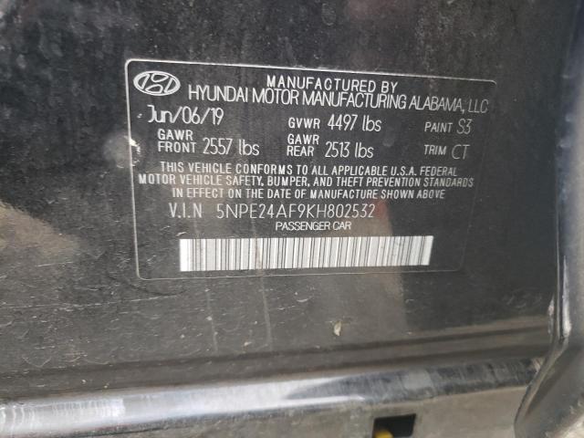 2019 HYUNDAI SONATA SE 5NPE24AF9KH802532