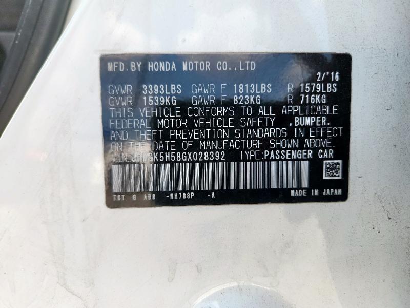 2016 HONDA FIT JHMGK5H58GX028392